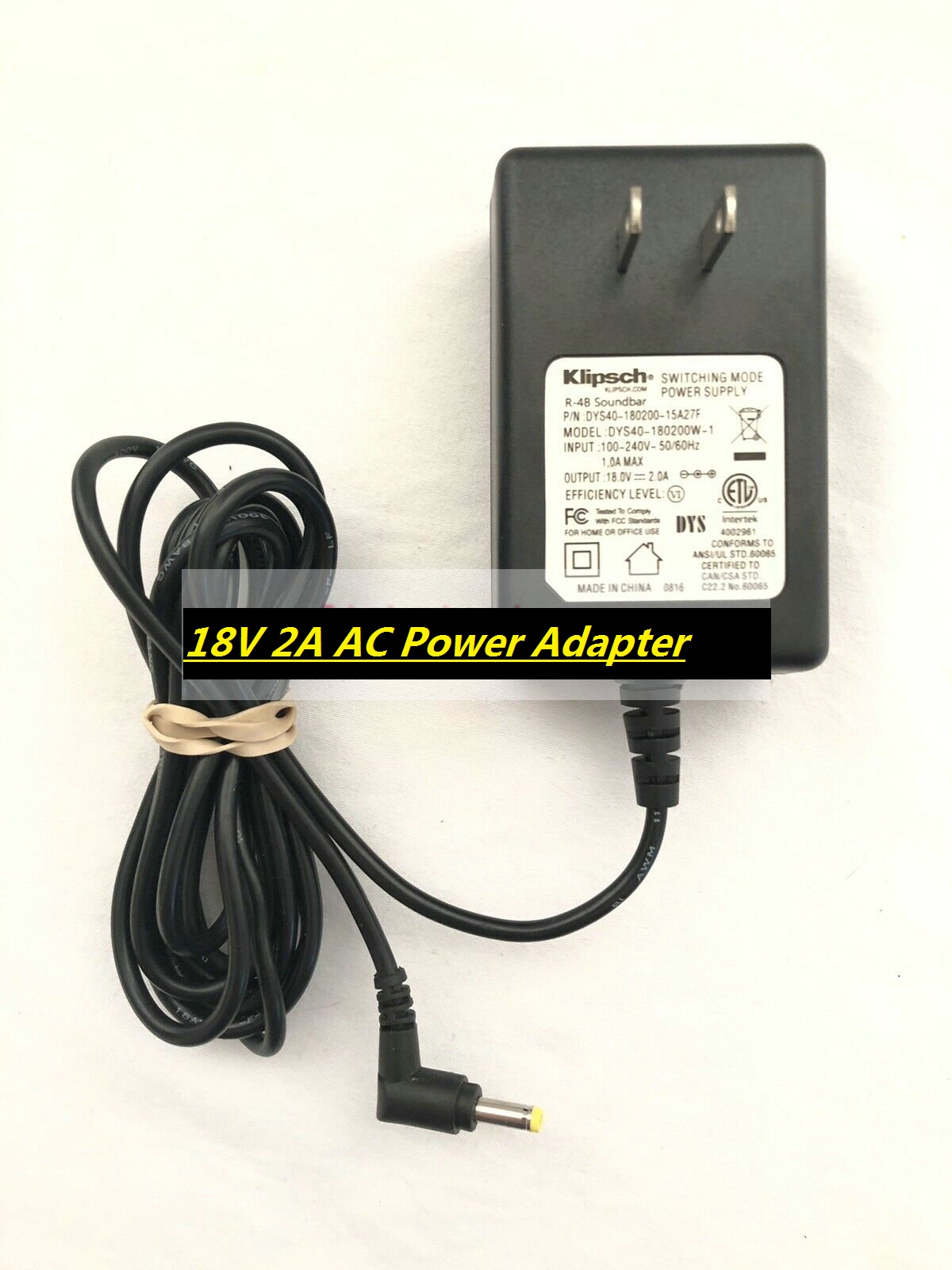 *Brand NEW*DYS40-180200W-1 DYS40-180200-15A27F Charger 18V 2A Klipsch R-4B Soundbar AC Power Adapter